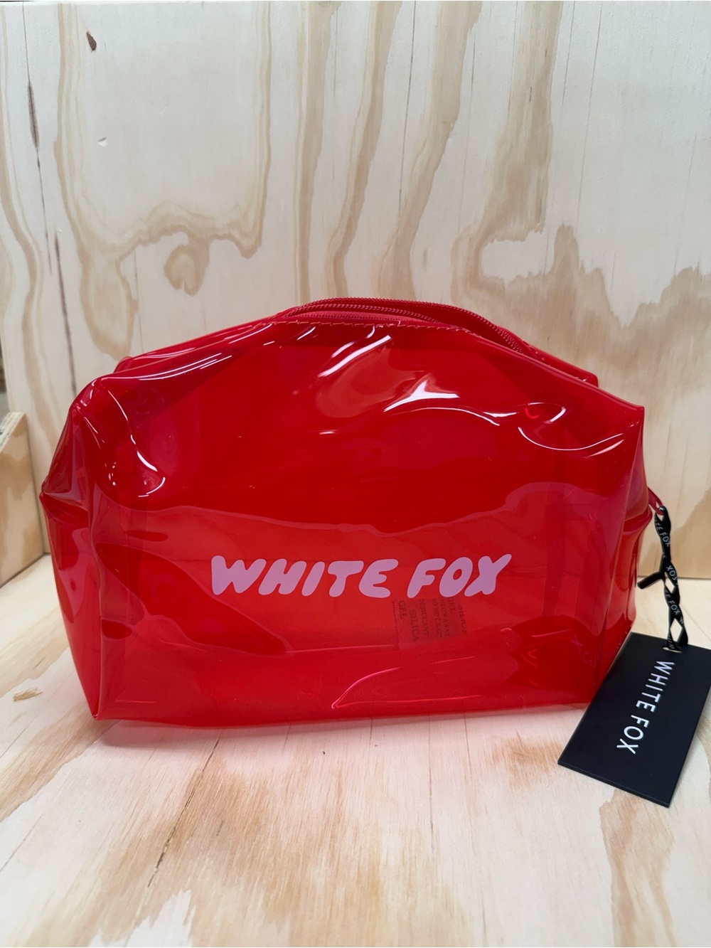 White Fox Red Vinyl Cosmetic Pouch